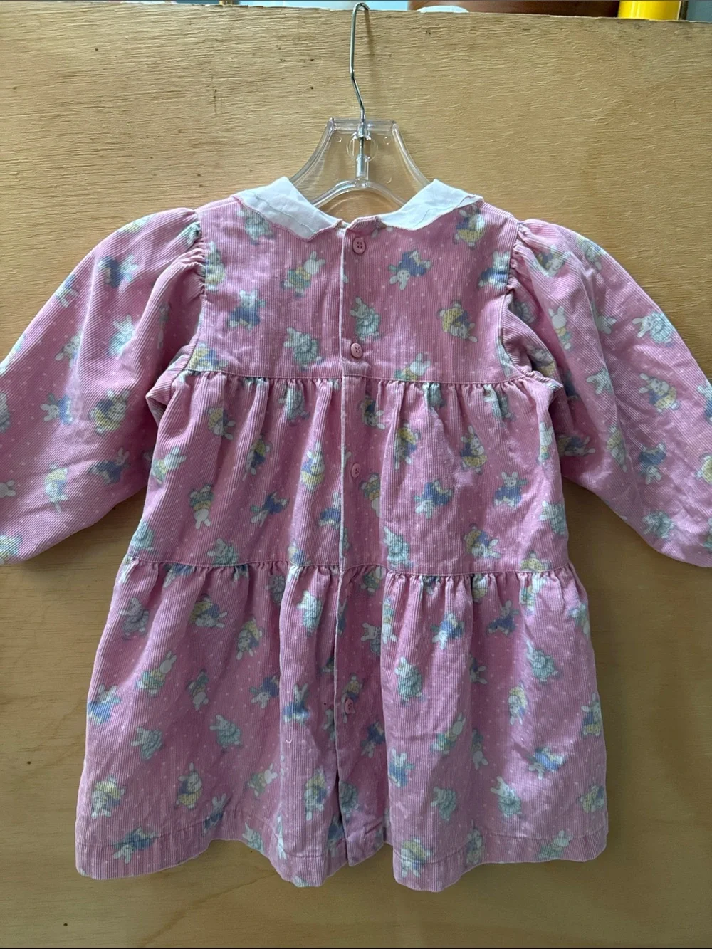 OshKosh B'gosh Pink CorduroyTiered 1987 Dress & Bunnies On Ice” Collar 3 Toddler